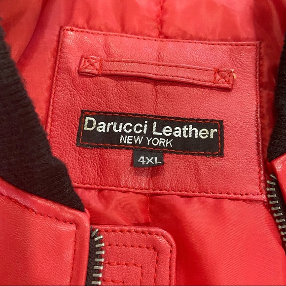NEW DaRucci Light Weight Leather Jacket- Red, Size 4XL - Picture 3 of 14